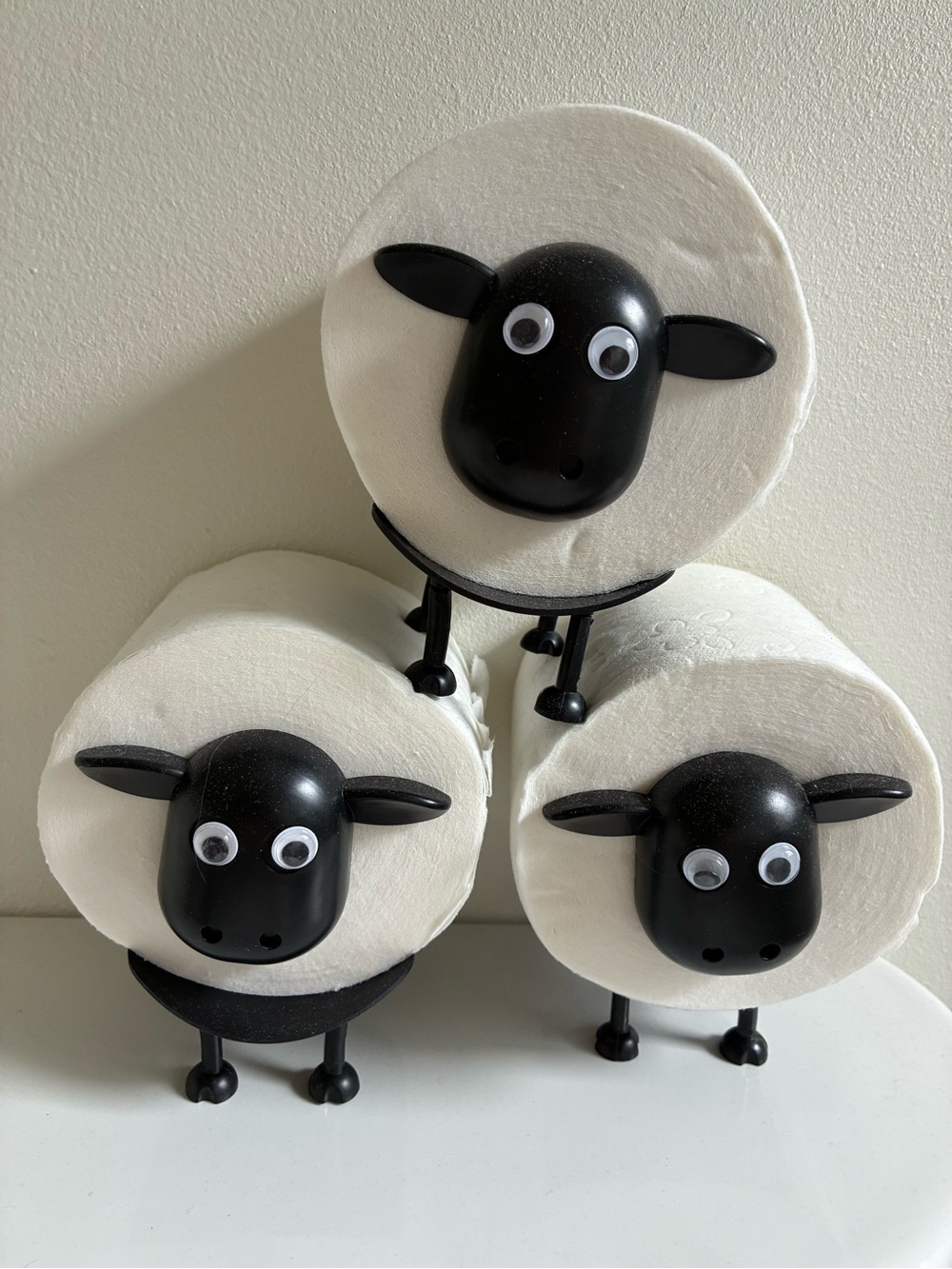 Sheep Toilet Paper Holder Set - Black and White Home Accent fun flock